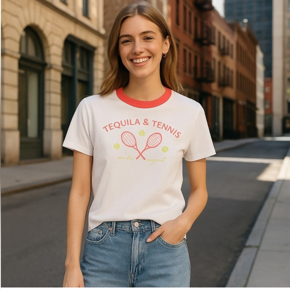 Wildfox Tequila & Tennis Jamie Graphic Tee NWT white women’s Sz S Trendy